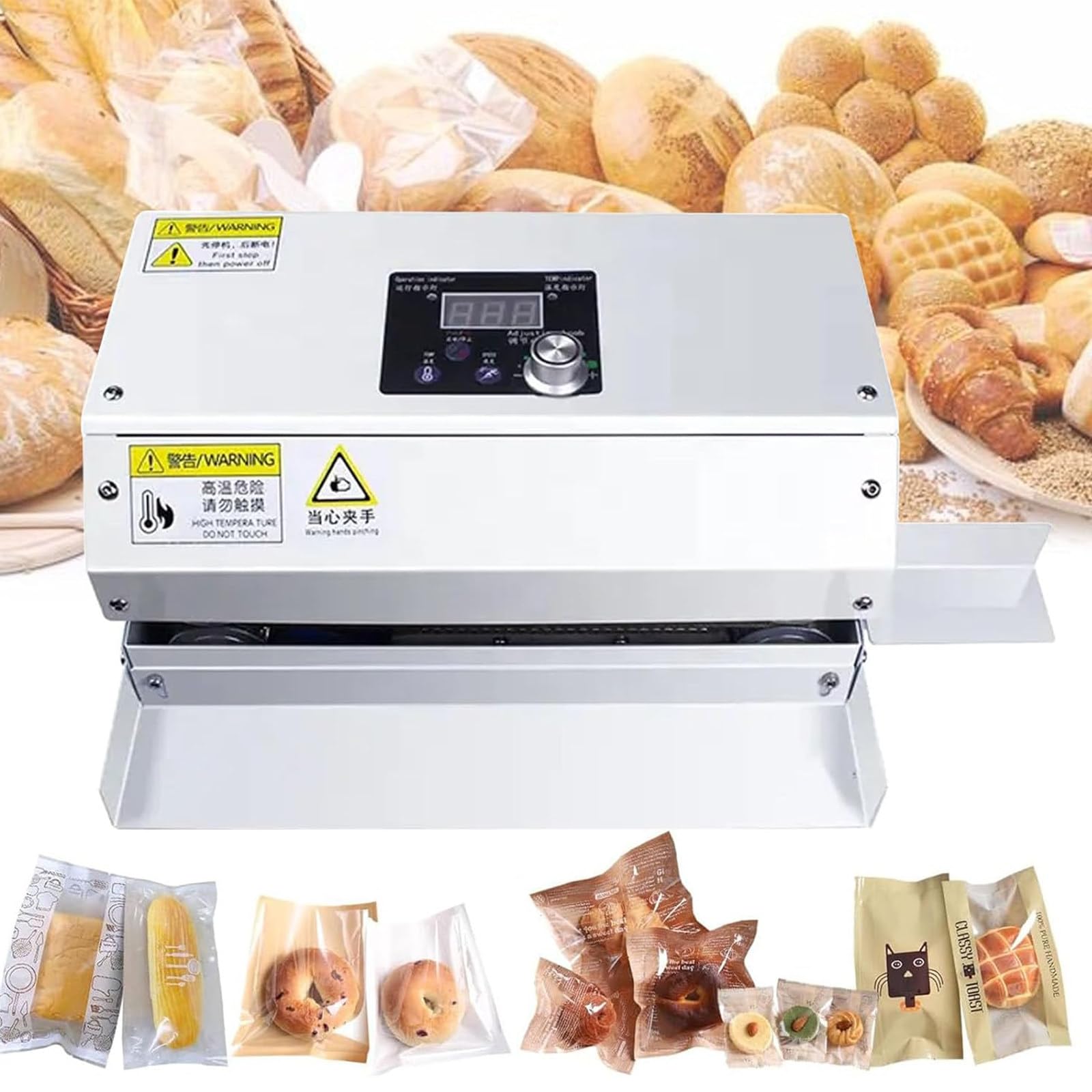 Sigillatrice Continua Automatica da 6 M/Min, Macchina Sigillatrice A Nastro Continuo, Temperatura E velocità Regolabili, Sigillatrice A Rullo da 300 W per Sacch