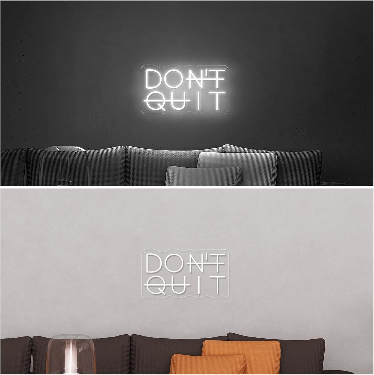 Hustle/Humble & Don't Quit LED Neon Sign for Wall Decor (Brightness Adjustable)