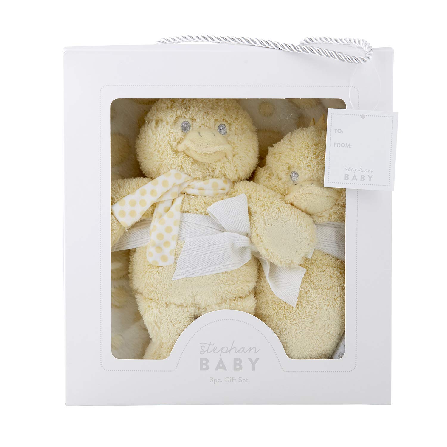 Stephan Baby Snuggle Fleece Crib Blanket, Plush Toy & Rattle Gift Set, Yellow Duck
