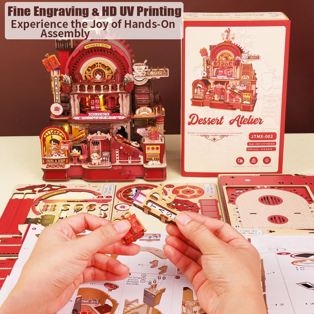 Holzpuppenhaus-Bausatz, DIY-Puppenhaus-Bausatz mit LED-Beleuchtung, kreatives Set zur Regaldekoration, 3D-Modell, kreative Geschenke für Freunde und Verwandte