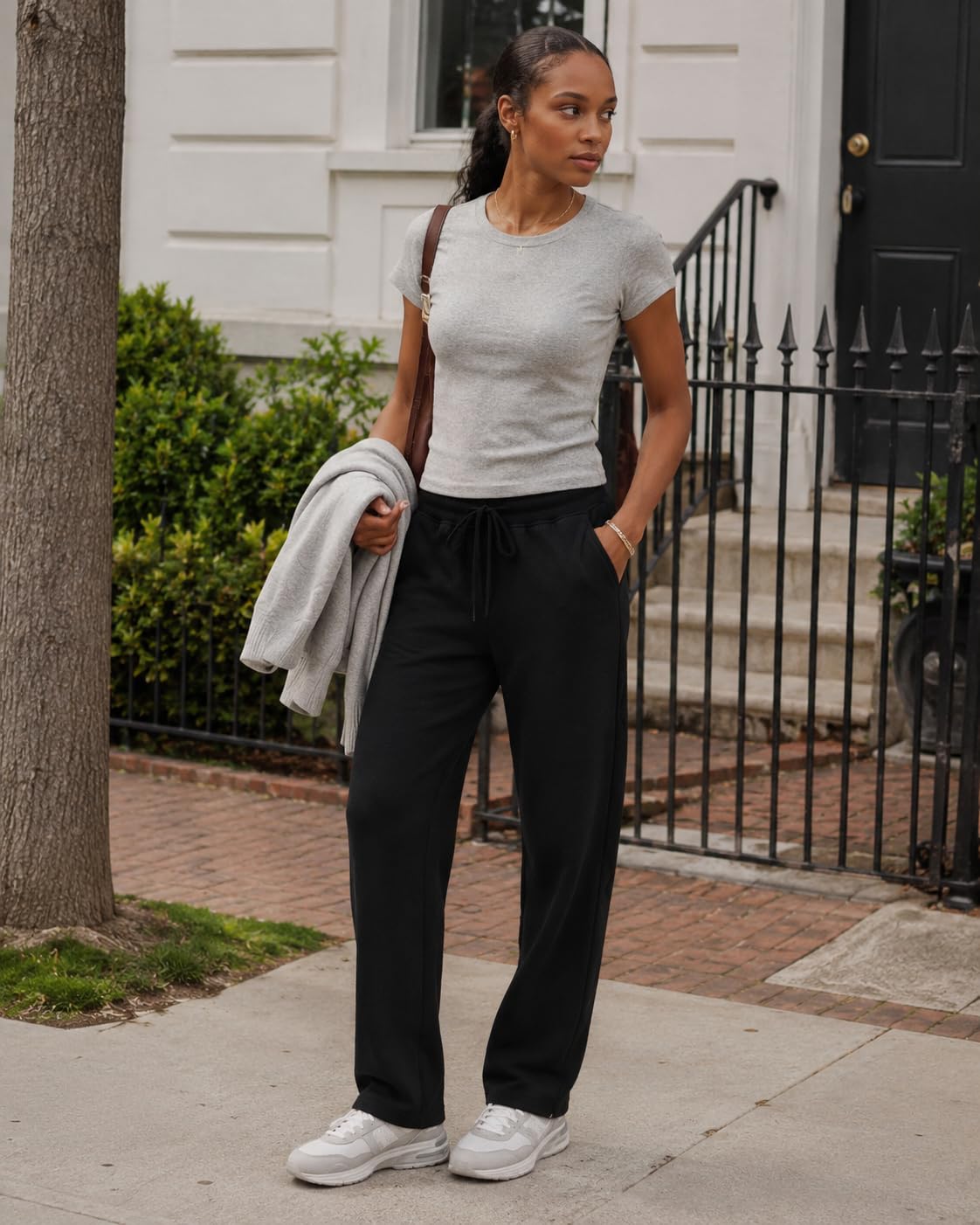 Zylioo Pantalon de Jogging Femme Coton Extra Long Pantalon de Running Sport | Pantalons de survêtement Elastic Respirant Training Sweatpants with Pockets Straight Wide Leg Yoga Casual Bottoms Trousers
