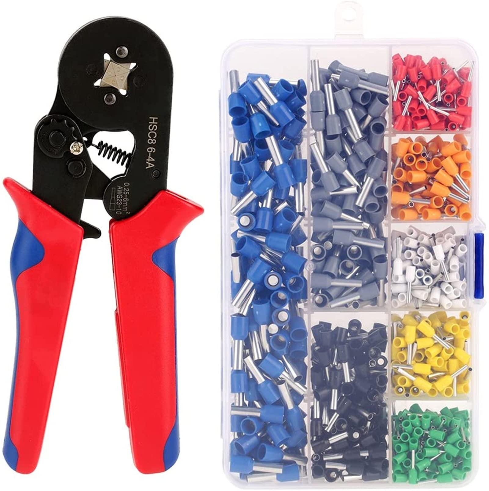 Pelacables Kit de herramientas de alambre de 800 cables AWG 10-22 Terminal Conector Mangas Contratistas Ferruge Crimper Alicates for proyectos de cableado Stripper(Plier And1200)