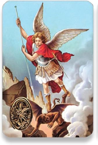 Miniatura 3 de Holy Lines Tarjeta de oración con revestimiento de plástico de San Miguel Arcángel con oración a San Miguel en la parte posterior