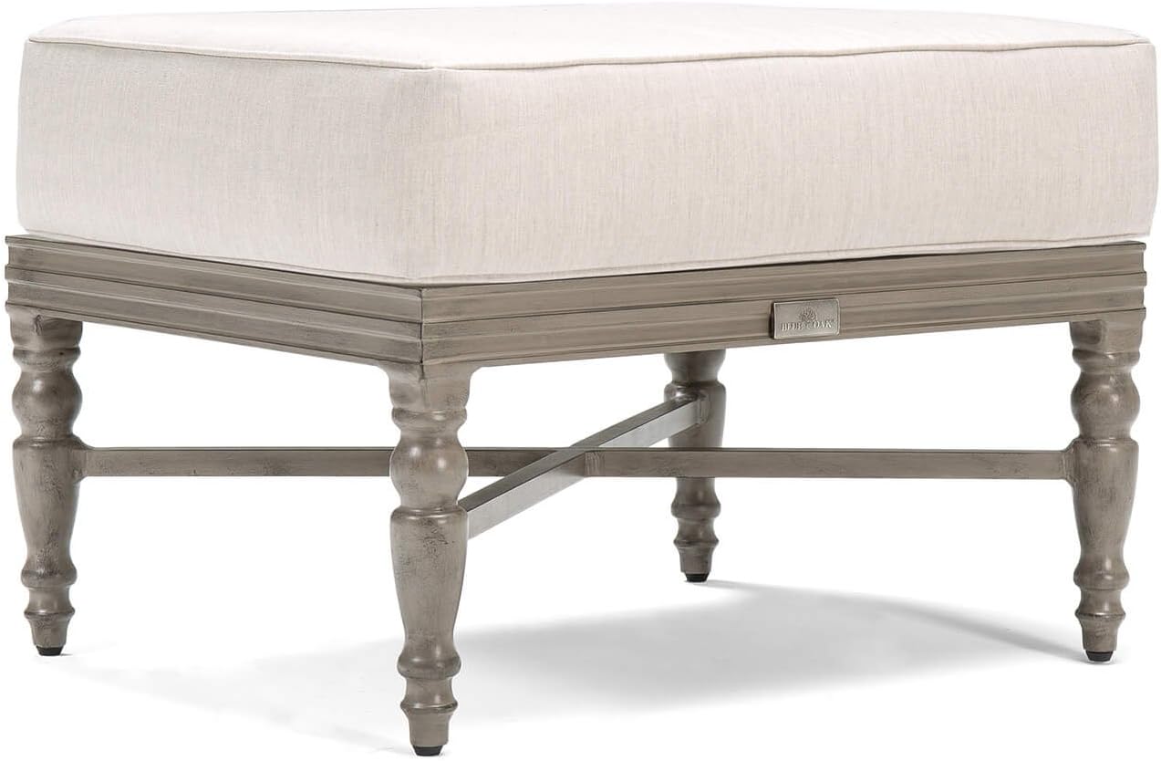Outdoor Saylor Patio Furniture Ottoman with Outdura Remy Sand Cushion