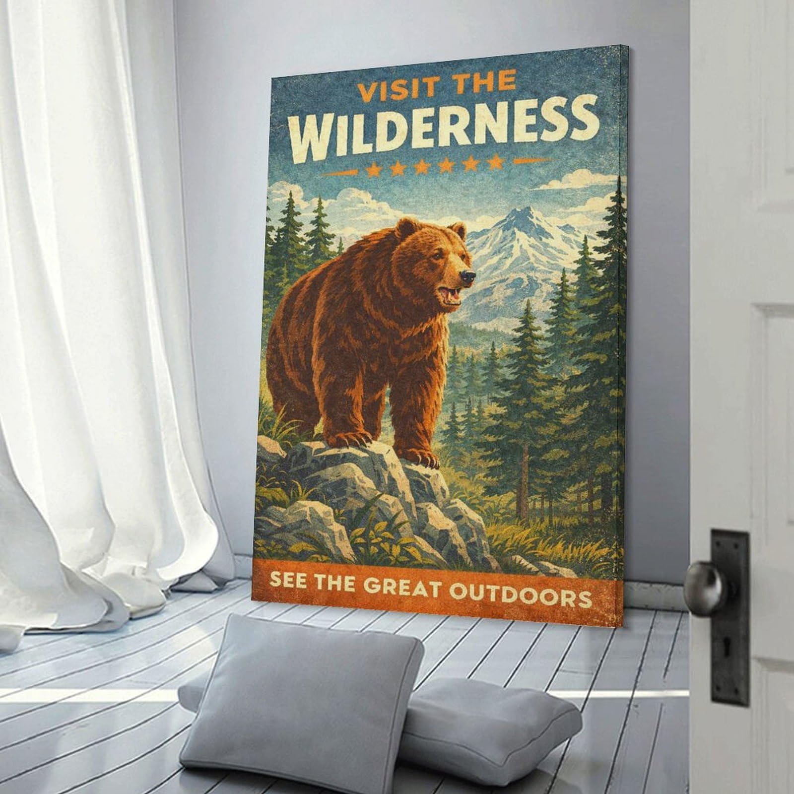 Junmoney Visit The Wilderness Vintage Decorative Wall Artwork 20x30inch(50x75cm), for Home Lounge, Bedroom Or Reading Nook, Modern Wall Decor for Cosy Interiors