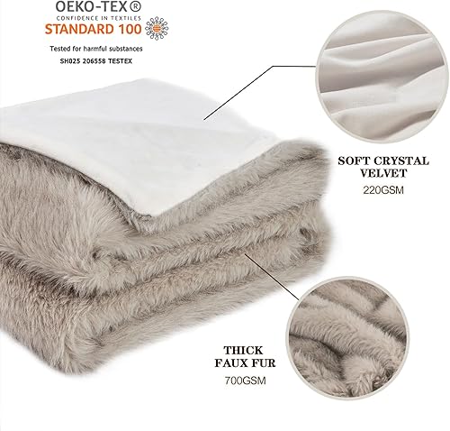 Miniatura 9 de Krifey Manta blanca de piel sintética de lujo, manta gruesa y esponjosa para sofá, cama, sofá, manta decorativa cálida y acogedora como regalo de