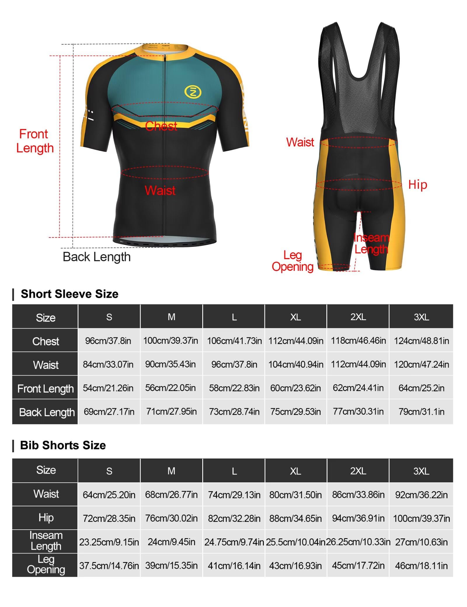 INBIKE Set di abbigliamento da ciclismo da uomo, maglia a maniche corte con 3 tasche posteriori, pantaloni da ciclismo imbottiti 3D traspiranti