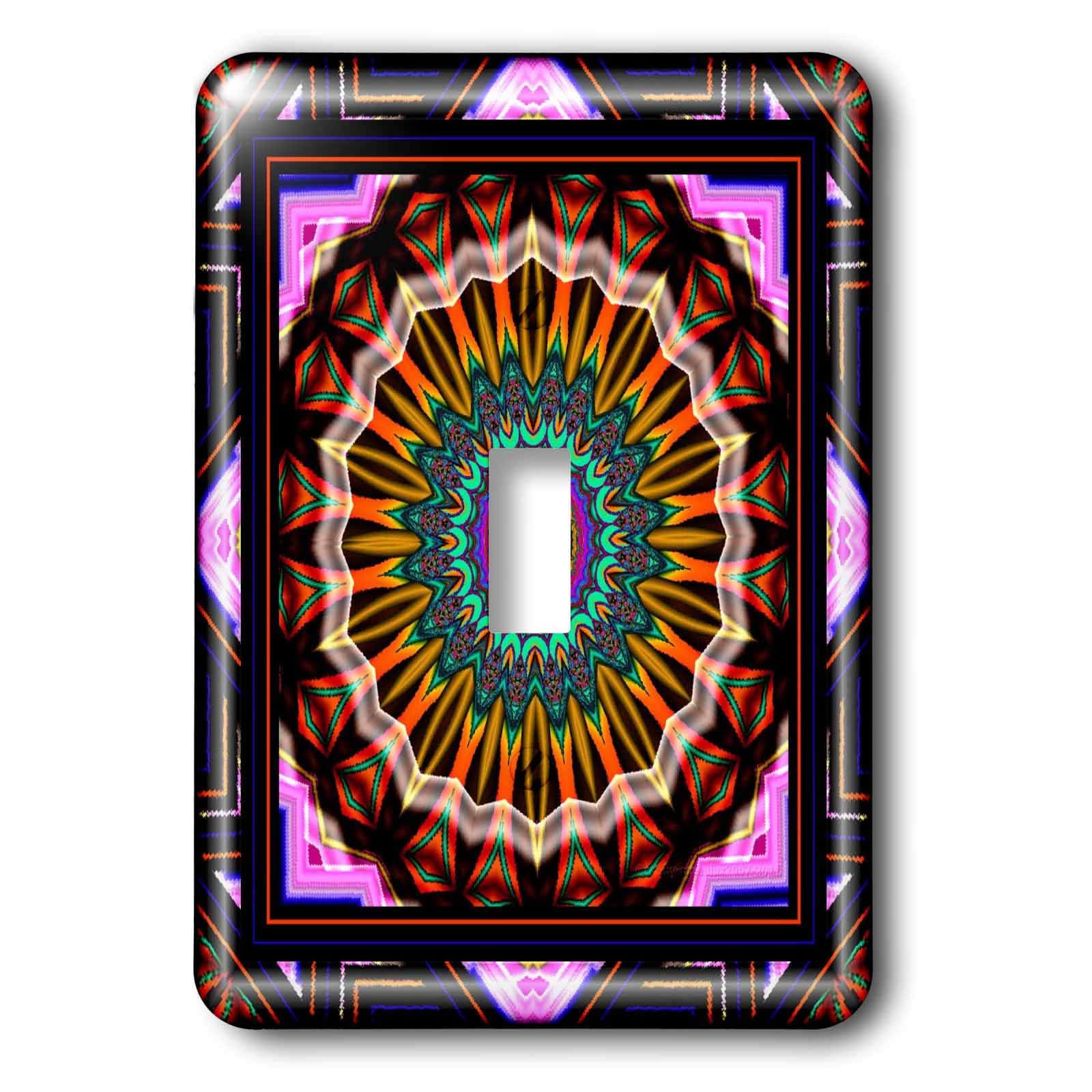 Interrupteur zen mandala jaune et violet pour remplacer vos plaques de salon ternes