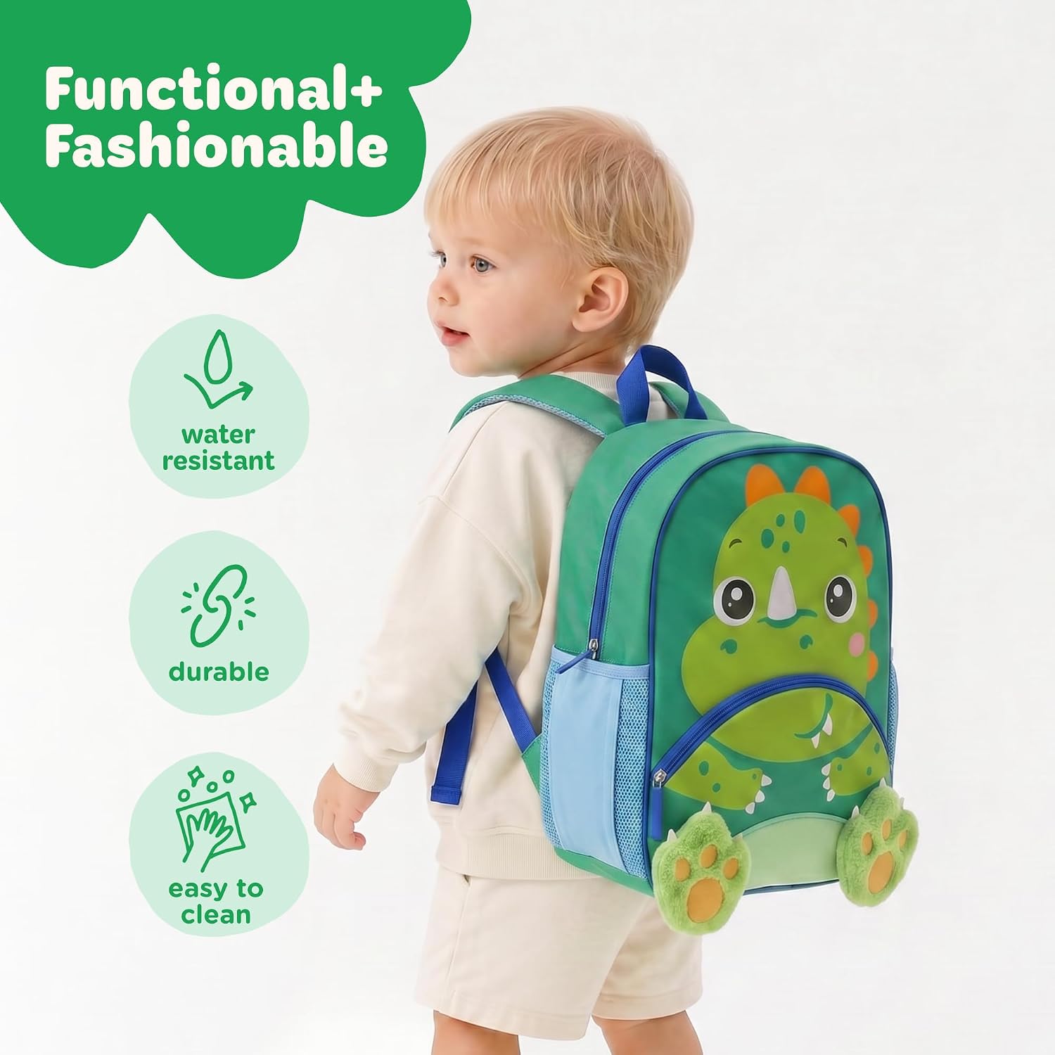 Move2Play, Dinosaur Toddler Backpack | Back to School | Preschool Backpack For Kids | Kindergarten Book Bag | Small, Little, Mini Size Designed for Boys & Girls Ages 2, 3-5+ Year Olds image 2