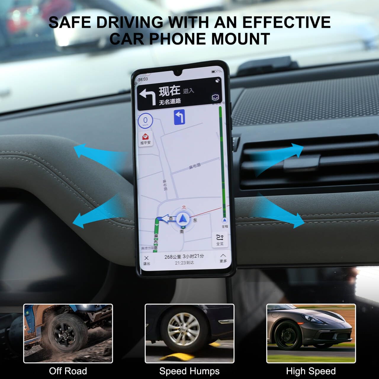 Supporto per cellulare auto compatibile con Land Rover Defender 2020-2023 | Versione C Supporto per smartphone – Montaggio semplice Dashboard per iPhone/Samsung