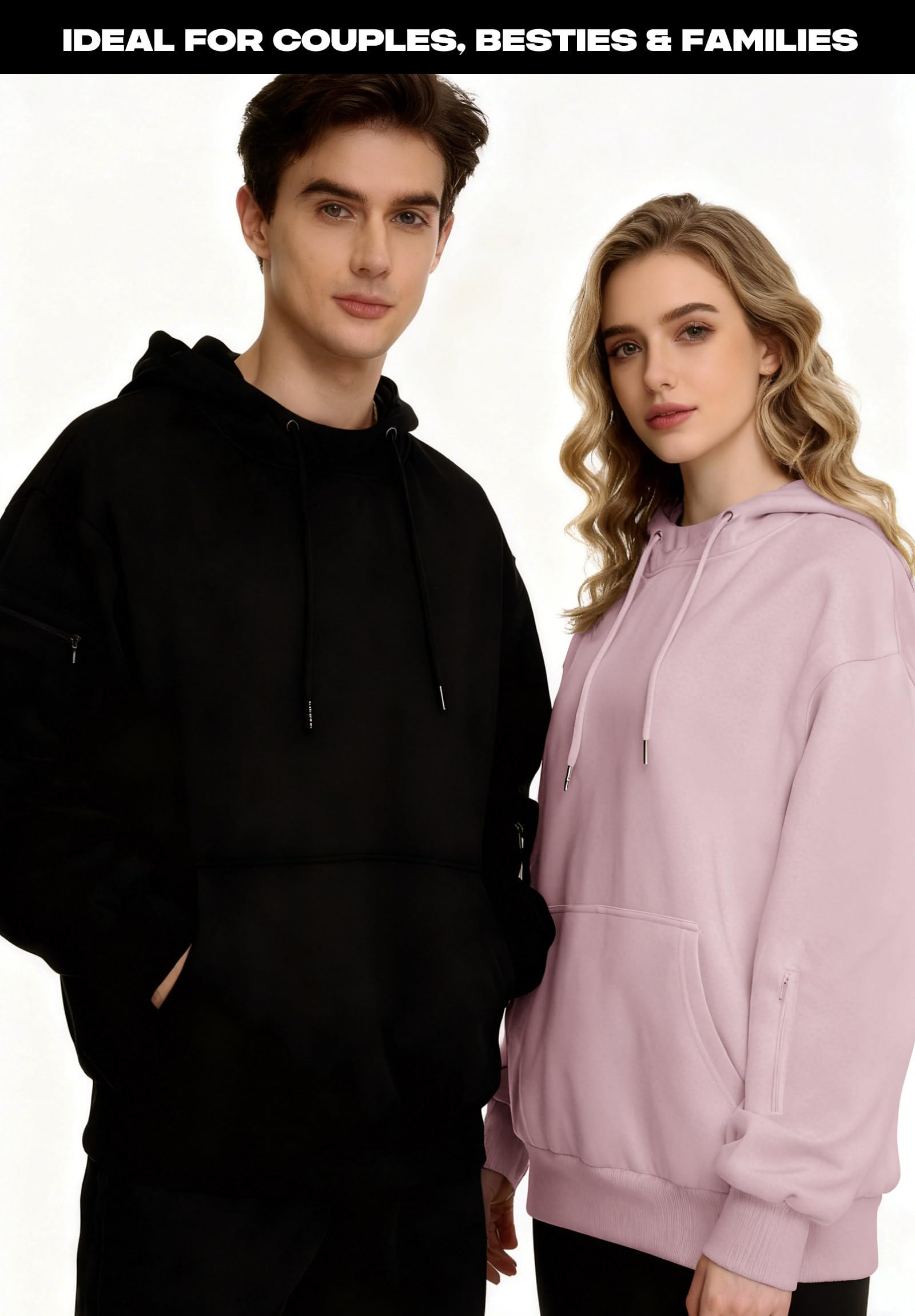 Felpa Donna Uomo Mascherina Cappuccio Pile Hoodies Invernale | Confortevole Felpe Viaggio Aeroporto Oversize Tasche Multiple con Zip Hoodie Unisex Sweatshirt Calda Autunno Moda