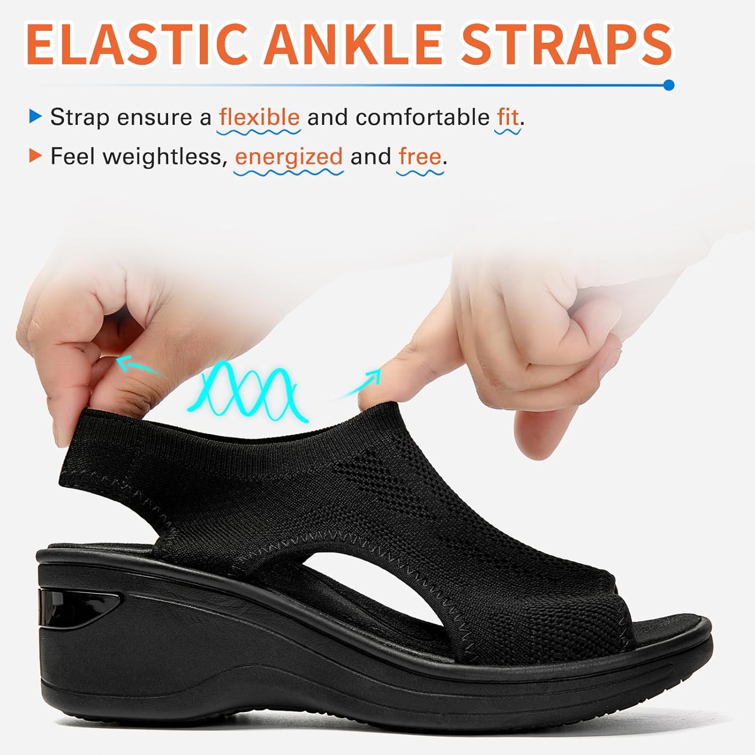 KOIMED Women's Comfortable Platform Walking Sandals With Memory Foam Open Toe Lightweight Breathable Soft Mesh Washable For Summer Travel Casual Beach Outdoor Sport - Image 6