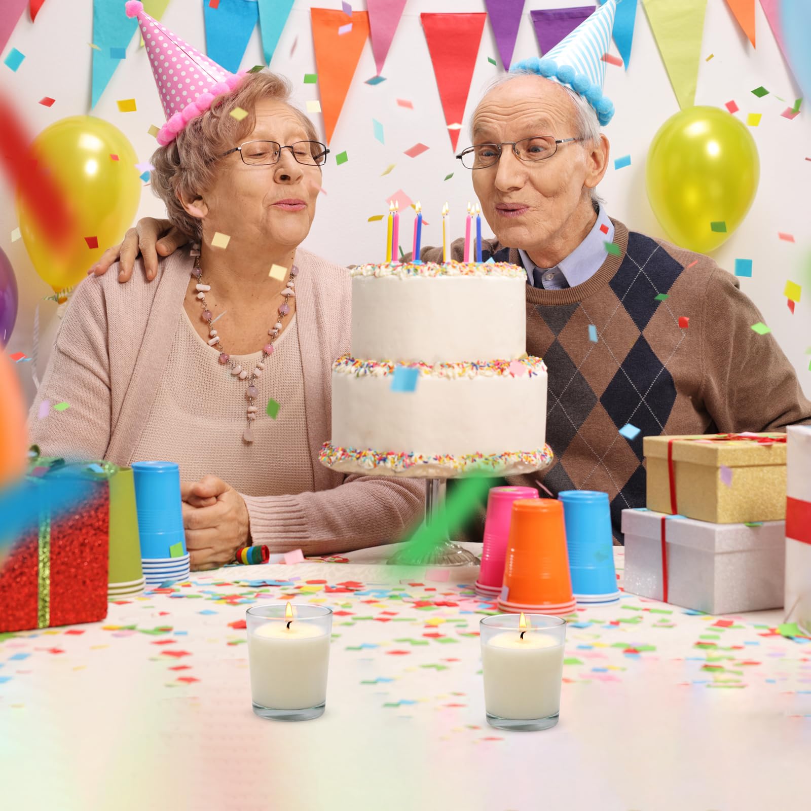 CoCo-Life Unscented White Votive Candles in Glass Small Soy Wax 1.8oz Candles for Wedding Party Dinner Table Home, 4 Packs