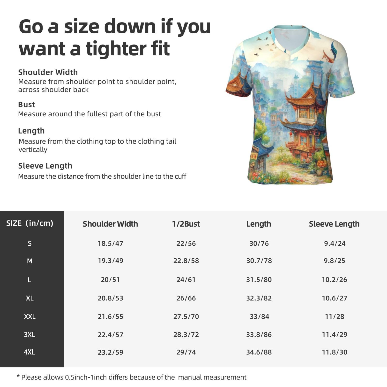 Stylish Athletic Sports Jersey Cartoon-Ancient-Pagodas Men's Rugby Jersey Large Black