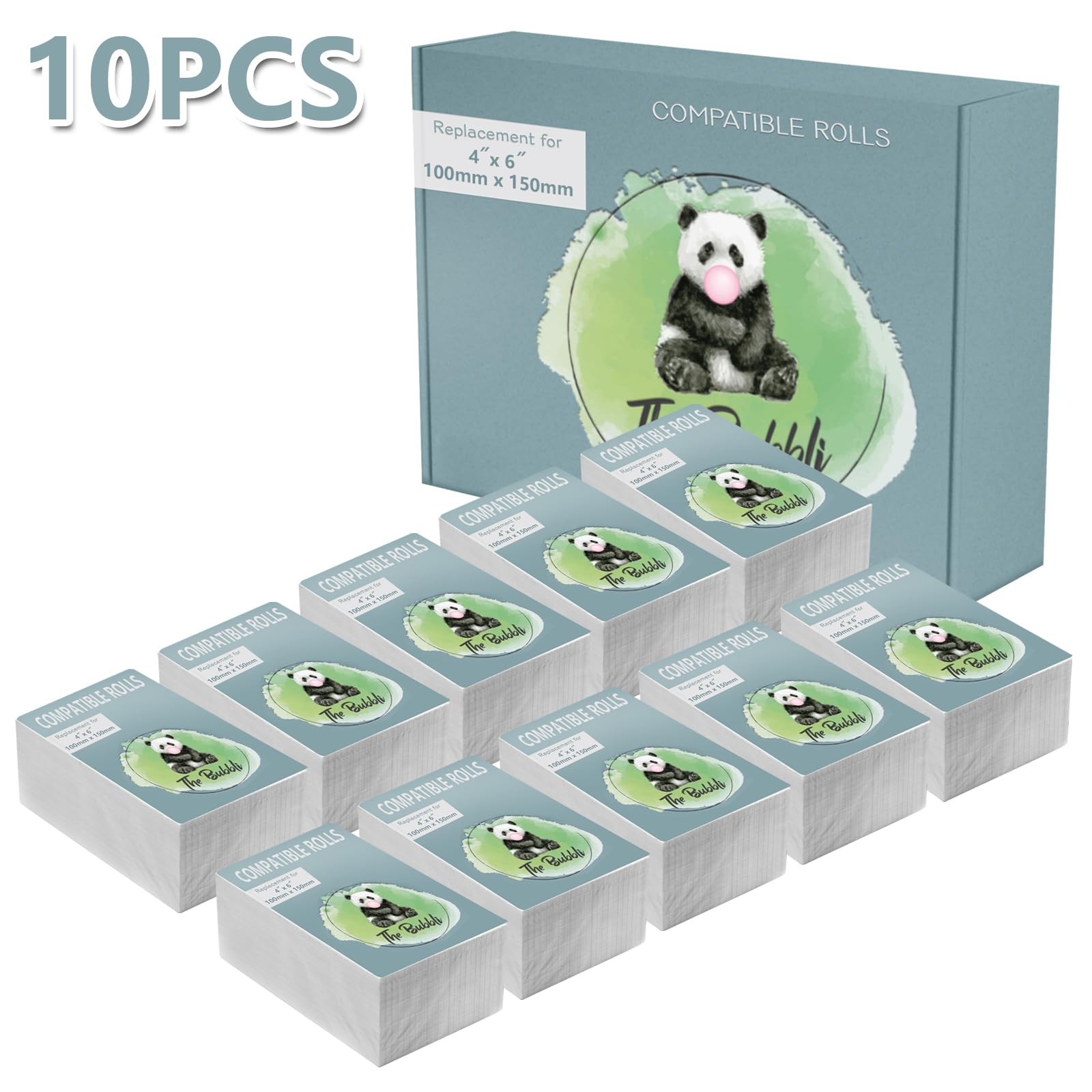 The Bubbli 10 Roll-5,000 Labels, 100x150 mm (4"x6") Direct Thermal Shipping Labels, Self-Adhesive, BPA-Free, Jam-Free, Compatible for Zebra, Toshiba, Citizen, Eltron (500pcs/Roll)