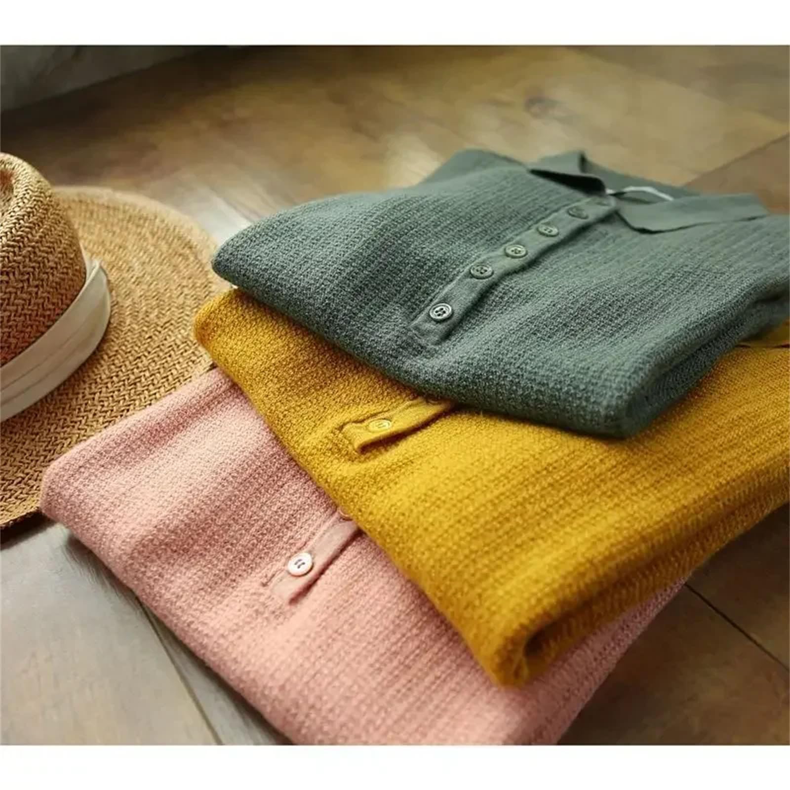 Polo da donna gialla con bottoni, tinta unita, a maniche corte, traspirante, per affari