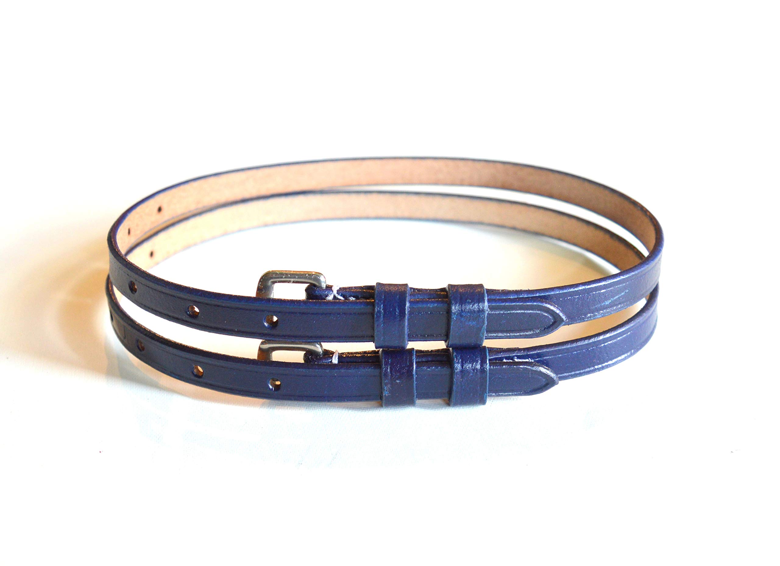 English Colored Leather Spur Straps 18" (Navy Blue)
