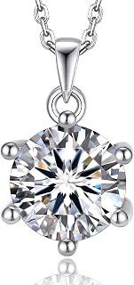 Moissanite Necklace for Women, MomentWish Moissanite Love Pendent, D Color VVS1 Simulated Diamond 925 Sterling Silver Dance Pendent