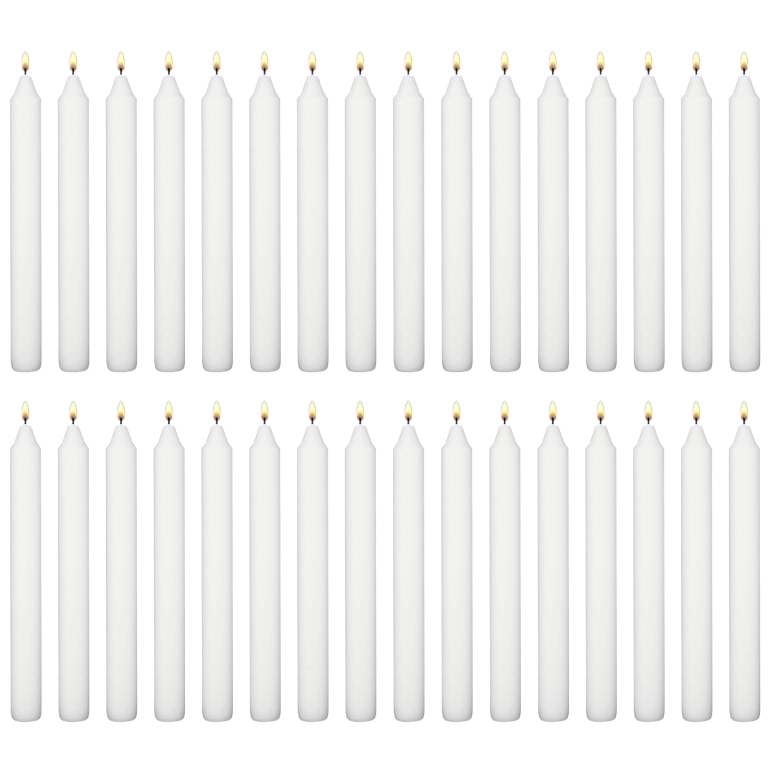 White Table Household Dinner Tapered Candles, Decorative Household Candles, Unscented, Natural Vegan Wax, Clean Burn, 6 Hours Burning Time, 18cm / 7" Long (Pack of 32)