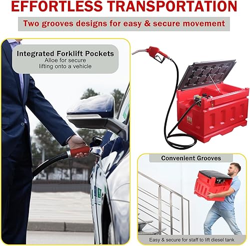 Miniatura 3 de Tanque de transferencia de combustible portátil, capacidad de 48 galones y caudal de 15 GPM, tanque de transferencia de gas portátil con bomba de