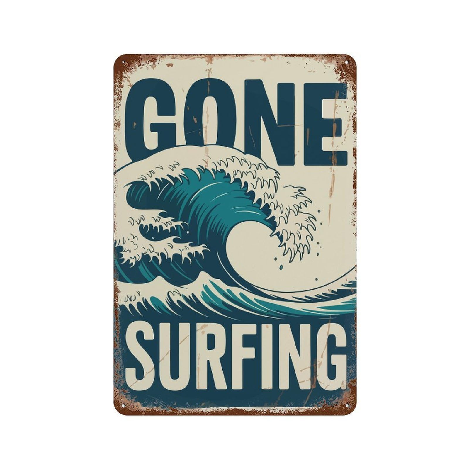 Gone Surfing Metal Sign Aged Metal Wall Plaque 11.8"x7.9", Classic Wall Plaque for Garage, Pub Or Kitchen