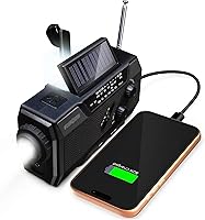 Vista 13 de FosPower NOAA Radio meteorológica de emergencia A6 19240mWh, banco de energía portátil, AM/FM, USB/solar/carga de manivela, funciona