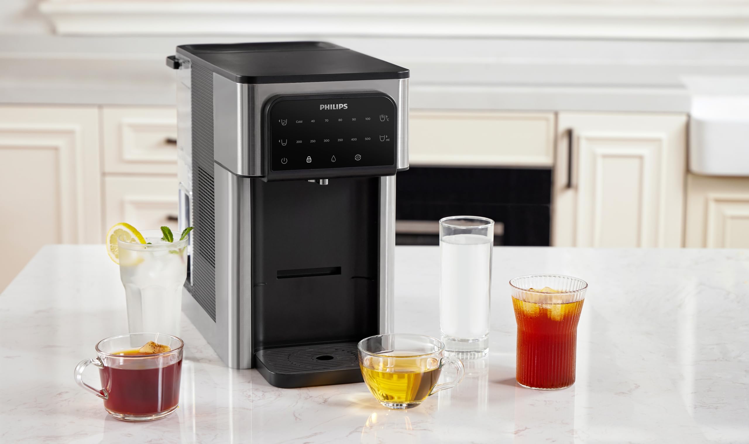 Philips Station d'eau Tout-en-Un, Distributeur d'eau filtrée Chaude et Froide, capacité de 2,8 L, 6 préréglages de température, écran Tactile