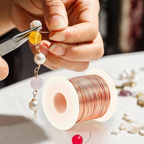 Miniatura 6 de 99.9% alambre de cobre suave, calibre 180.039 in de diámetro, 213 pies213.3 ft, carrete de 1 libra de alambre de cobre puro, alambre para hacer joyas