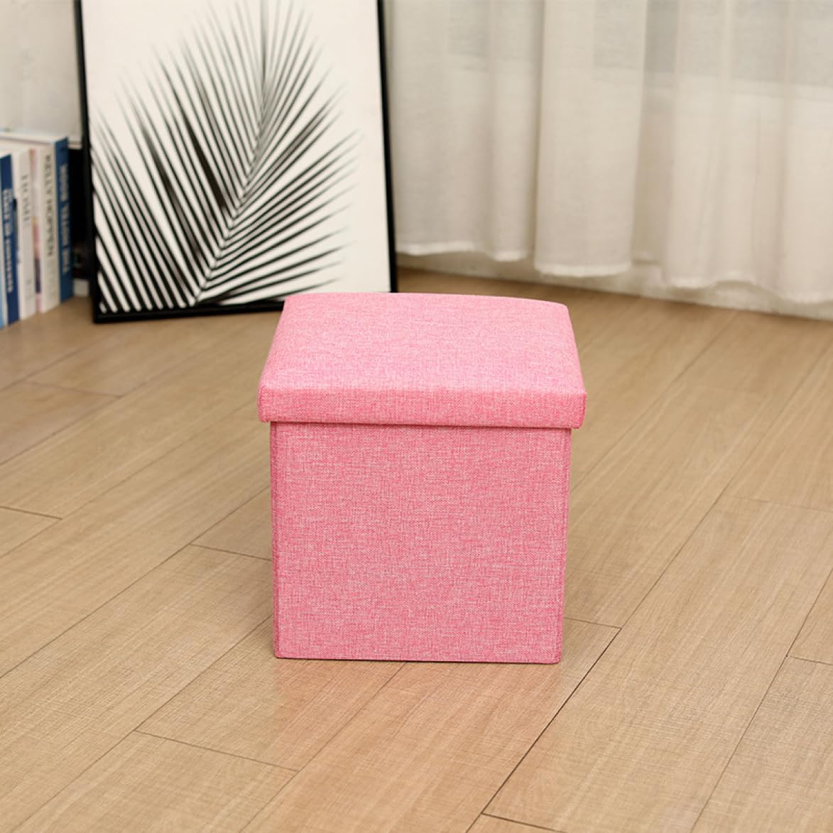 Amazon｜NJNEW 収納付き ベンチ ピンク チェア スツール ボックス ふた