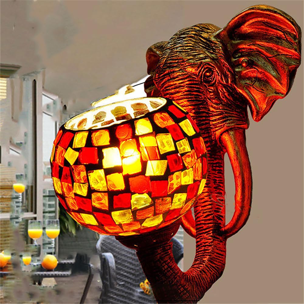 SXECAEPS Elephant Wall Lamp - Retro Creative LED Light for Living Room, Bedroom, Hallway, Bar, Cafe, Western Restaurant Aisle Decoration
