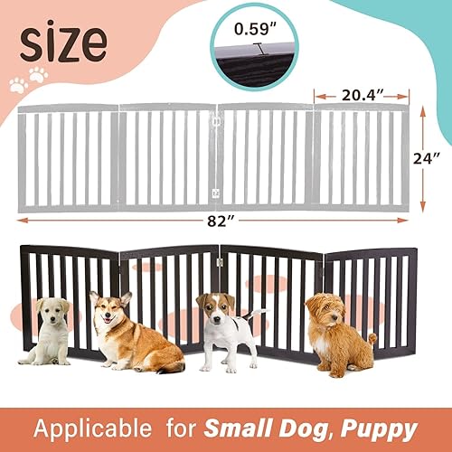 Miniatura 4 de Puerta para perros para mascotas, para casa, escaleras, pasillos, puertas de 24 pulgadas, 4 paneles, valla plegable para perros para interiores,