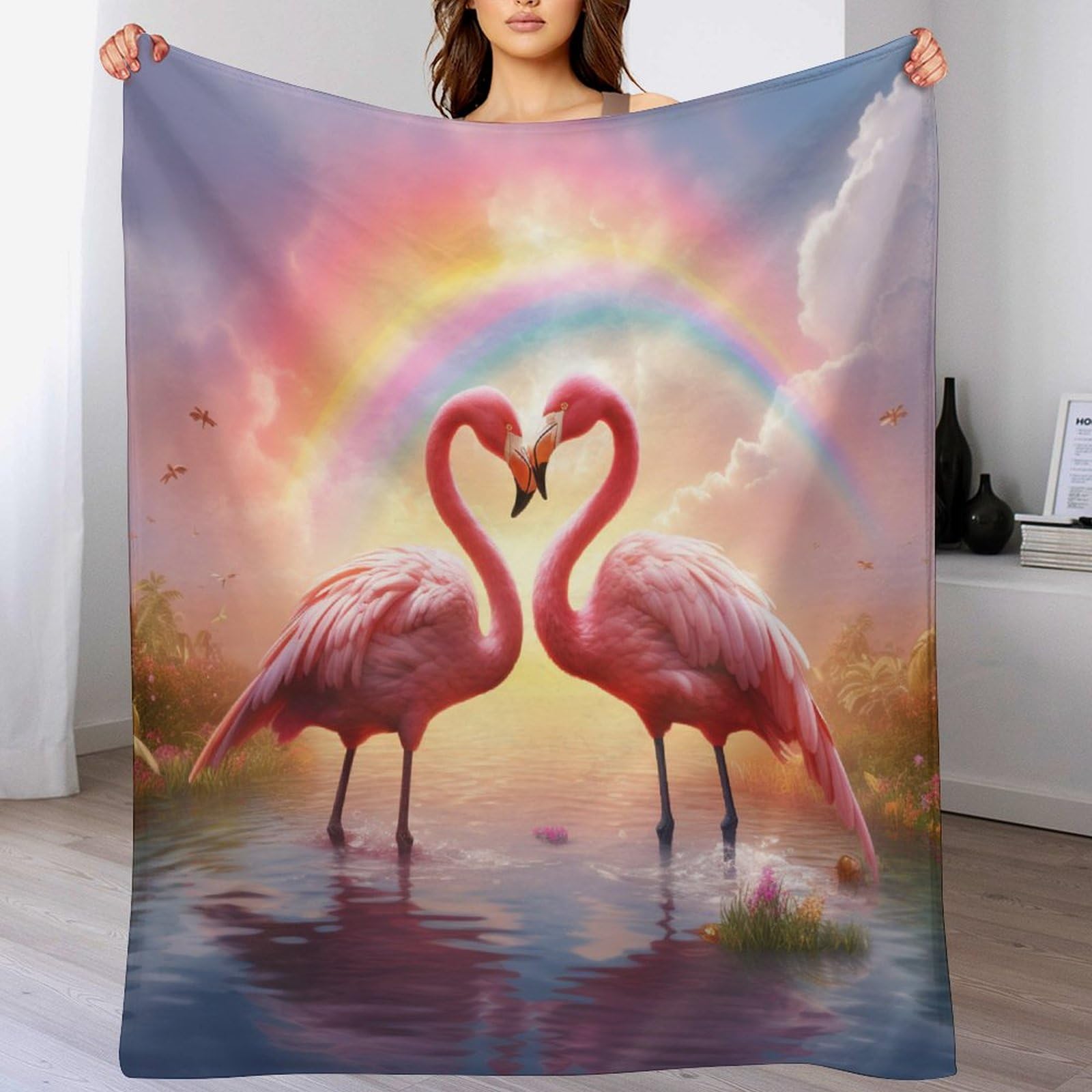 Couverture flamant chaude en flanelle lavable en machine pour la maison