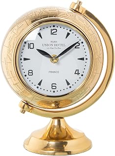 RELOJ 23361 SOBREMESA GLOBO TERRAQ. LATÓN DORADO BRILLO_24X16X20CM