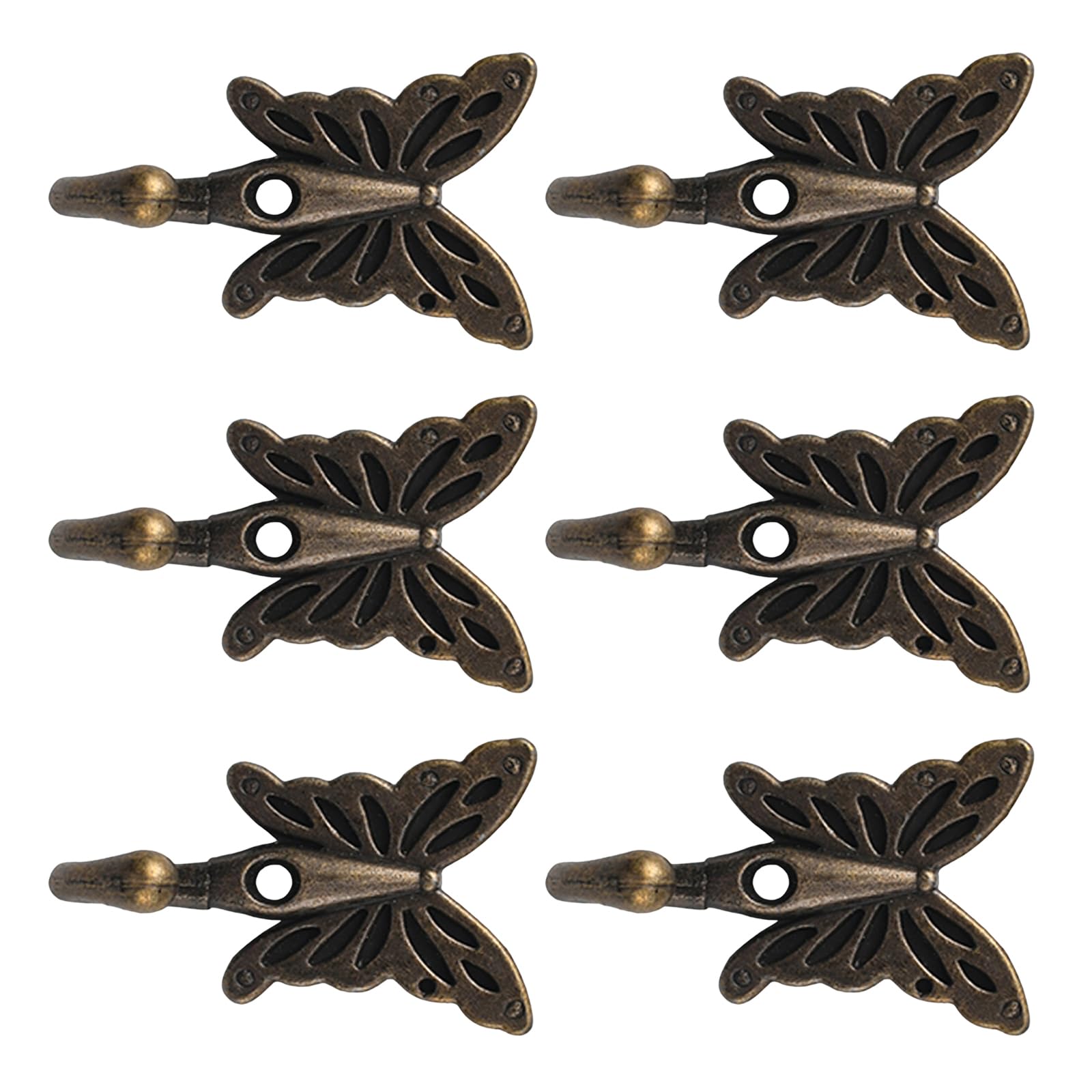Xjdzineq 6PCS Decorative Butterfly Hooks Wall Mounted Hanger Premium Alloy Hooks for Hanging Coats and Bags Metal Mixture Coat Hook