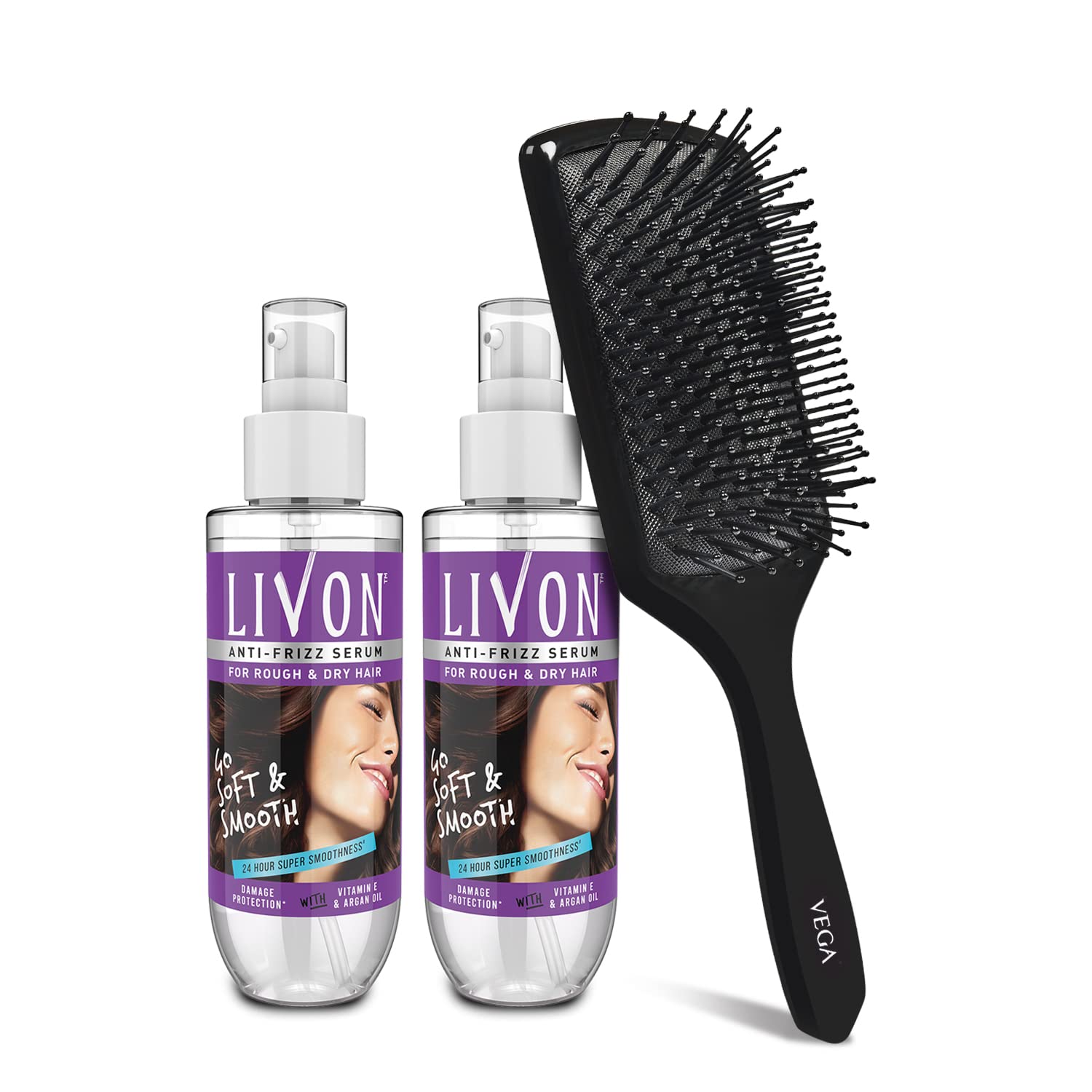 Serum for Dry and Rough Hair, 100 ml(Pack of 2) with Vega Hair Brush