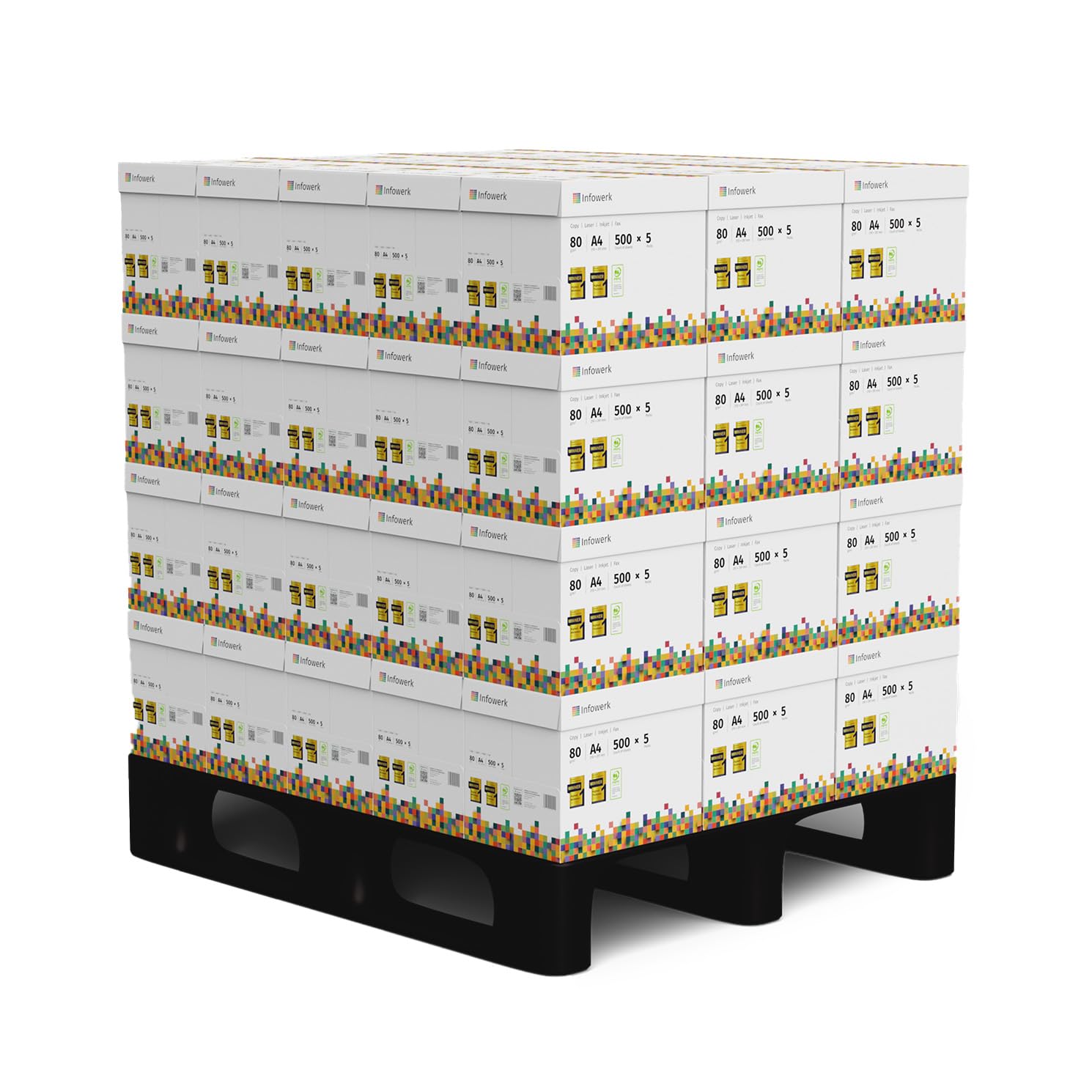 Papel multiusos para impresora, Folios A4, 80g, 150.000 Hojas, 60 Paquete de 2.500, Color blanco, PEFC