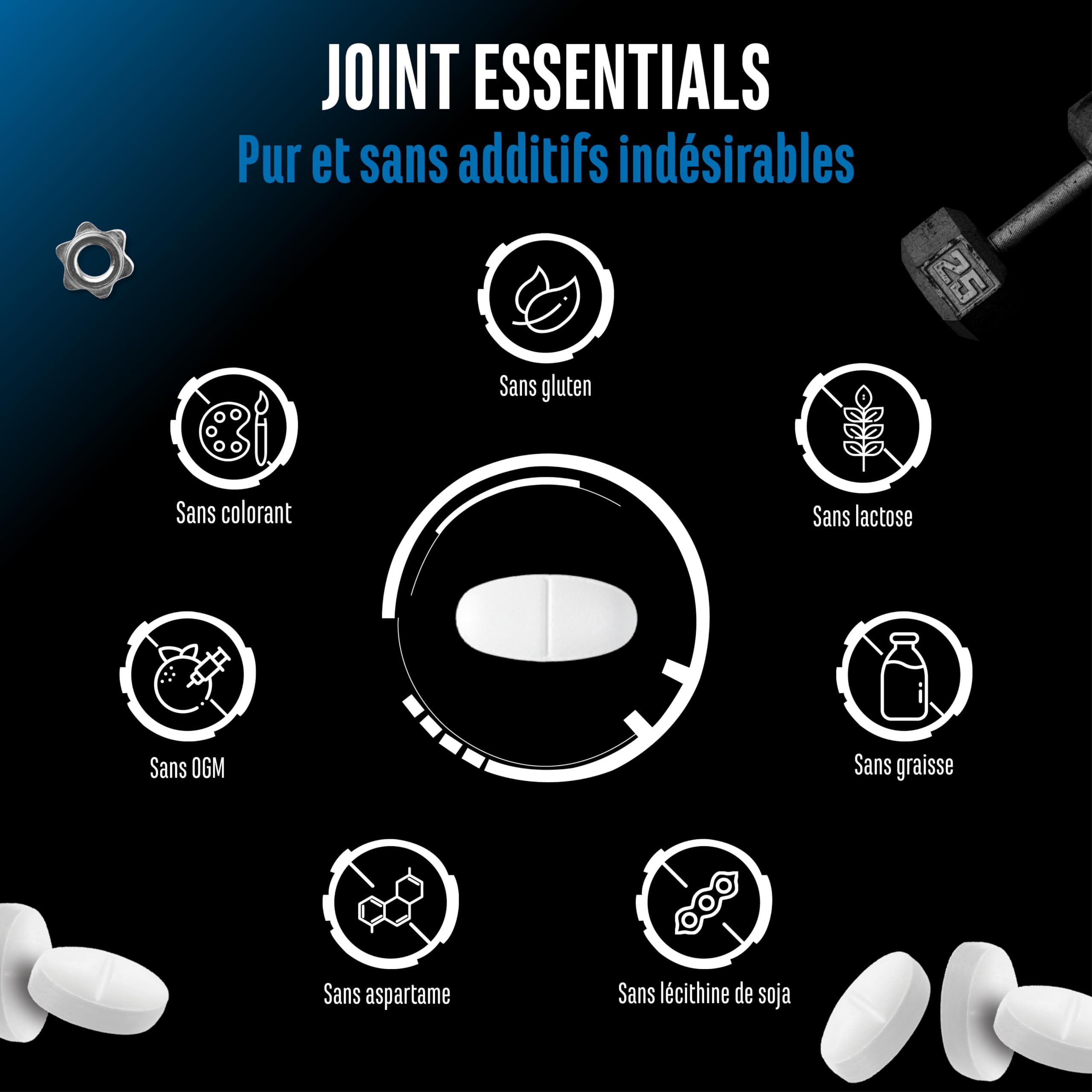 Joint Essentials – Complément Alimentaire pour les Articulations avec Collavant® N2 Collagène de Type II – Glucosamine + Chondroïtine + MSM + Acide Hyaluronique + Vitamine C – 180 Comprimés