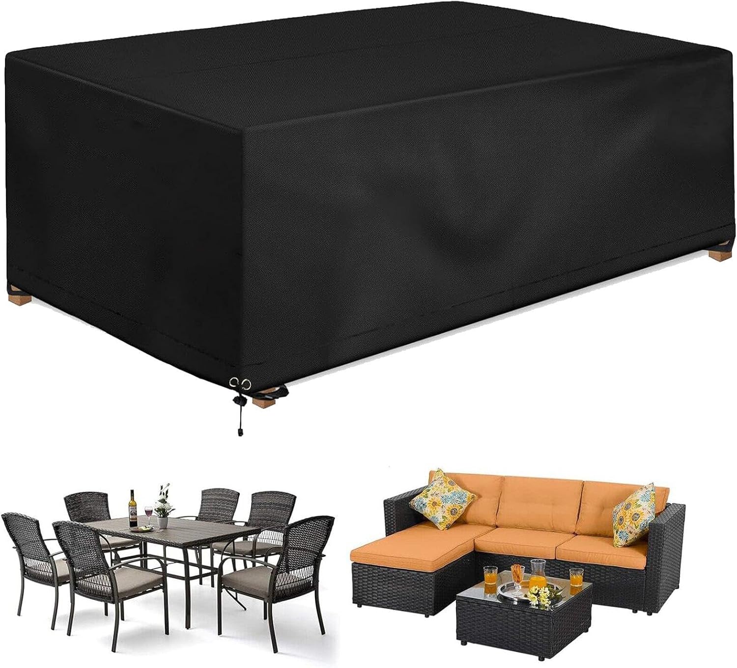 Outdoor Furniture Covers 47"Lx47"Wx29"H Heavy-Duty 420D Waterproof Cover for Outside Dining Table and Chairs,All-Weather Patio Furniture Protector for Lawn, Backyard Deck, Black