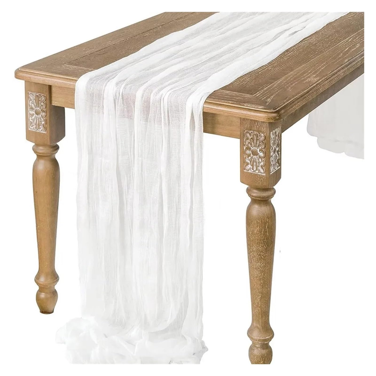 Chiffon Table Runner Semi-Sheer Gauze Table Runner Cheesecloth Setting Dining Vintage Wedding Party Banquets Arches Cake Decor(Color 1)
