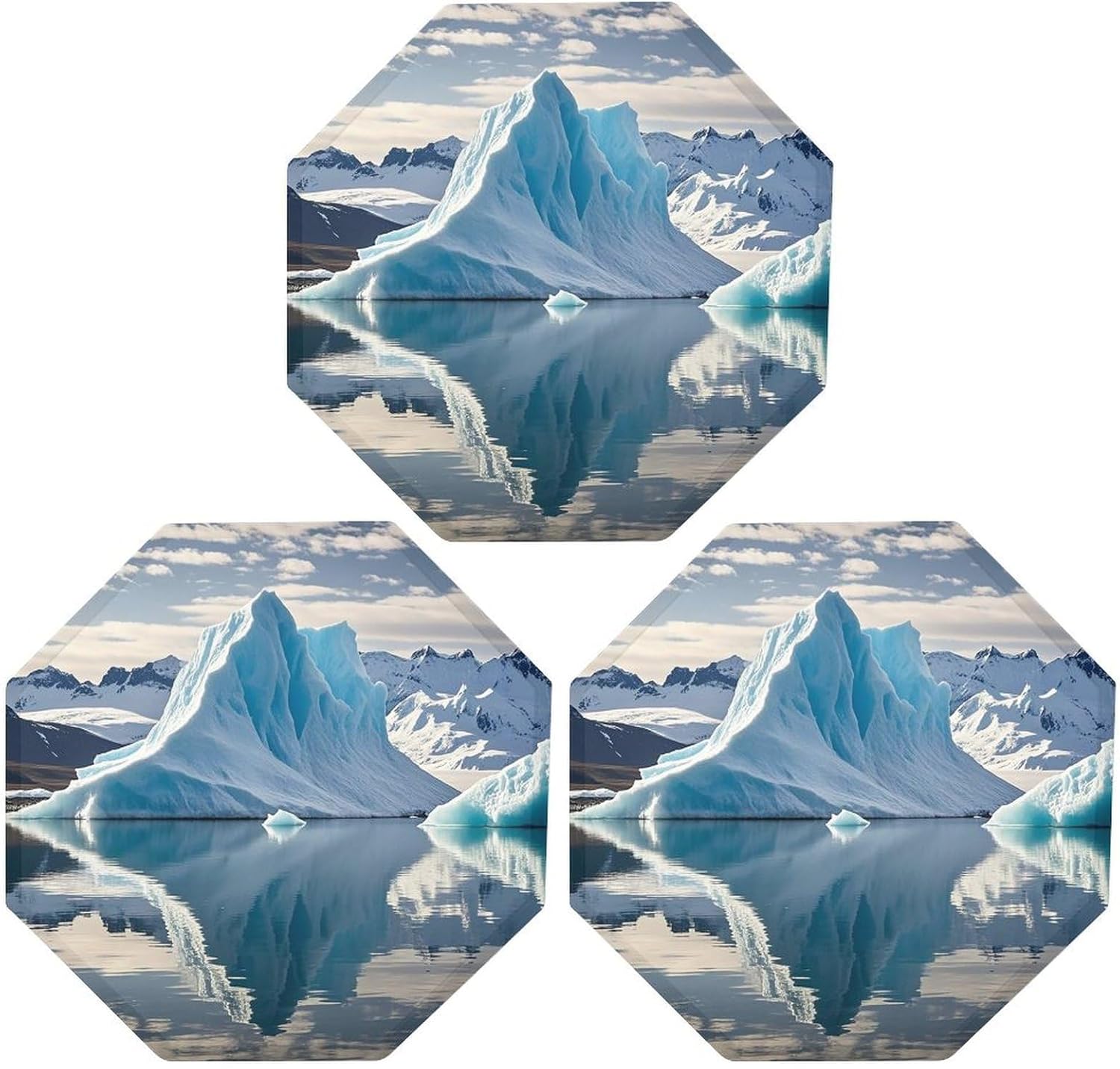 Ctagon Metal Sign for Home, Modern Display Plate for Kitchen, Blue Iceberg Plates Accent Hanging Wall Decorations 3PCS for Living Room, Bedroom, Hallway, Hotel