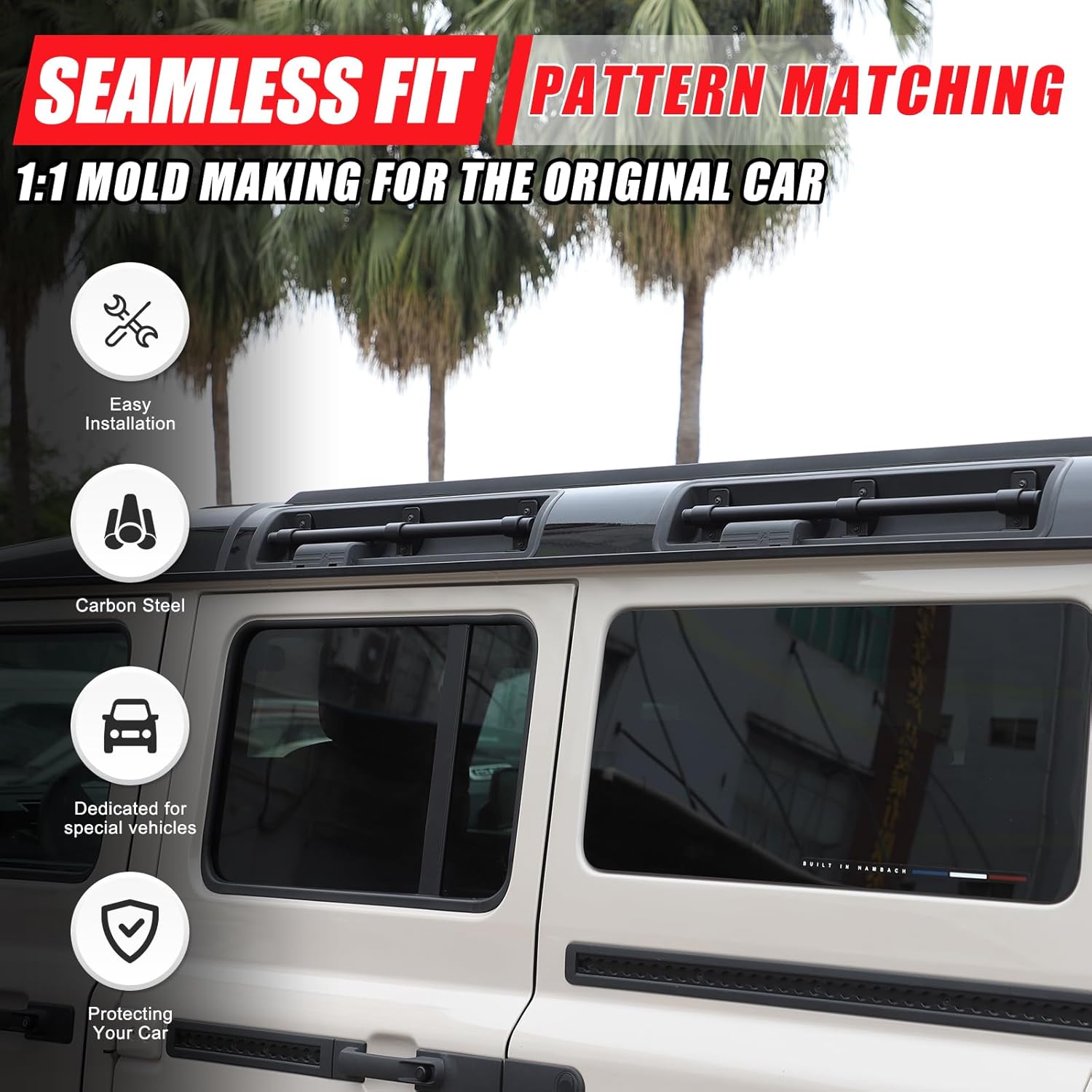 4PCS Car Roof Rack Compatible with INEOS Grenadier 2020-2026, Upgraded Aluminum Alloy Car Roof Side Luggage Mounting Tube Replacement Accessories, Sturdy and Resistant, Rust-Resistant (Black)