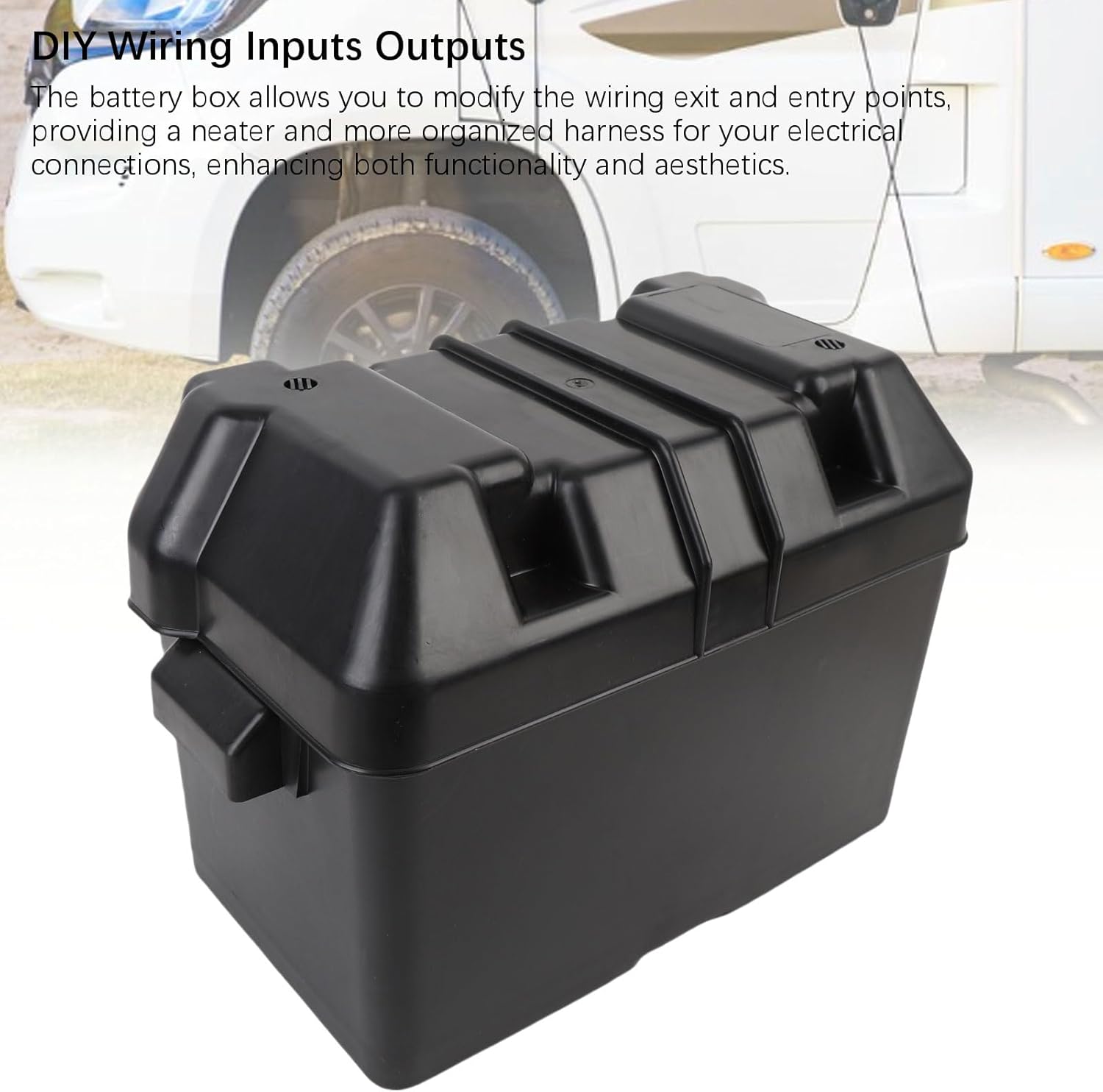 Diydeg Battery Box, 12V Anti Impact Marine Battery Box, Power Center with Fixing Strap and Screws for Trolling Motor Marine, RV and Solar Panel, No