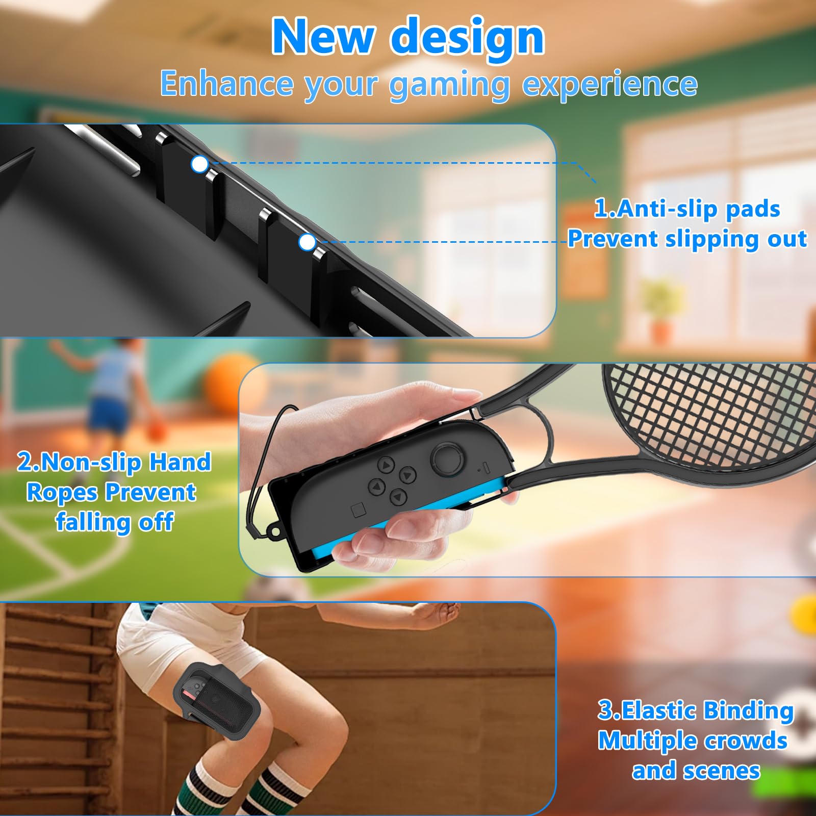 HEYSTOP Accesorios de Juego para Nintendo Switch 2 Joycon, Kit de Accesorios de Juego 10 en 1 con Palos de Golf y Otros Accesorios Deportivos de Juego para Reuniones Familiares y de Amigos