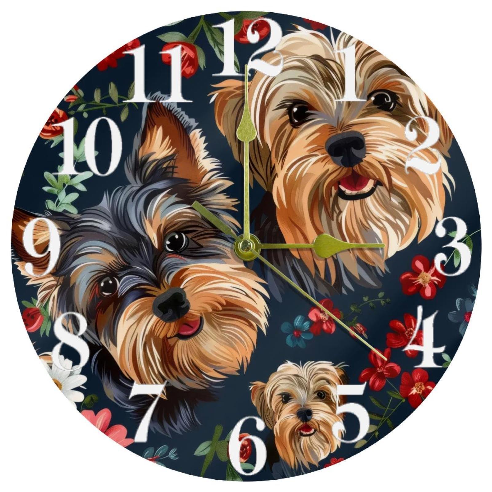 Horloge Yorkshire Terrier cadeau original sans tic-tac pour amateurs de chiens