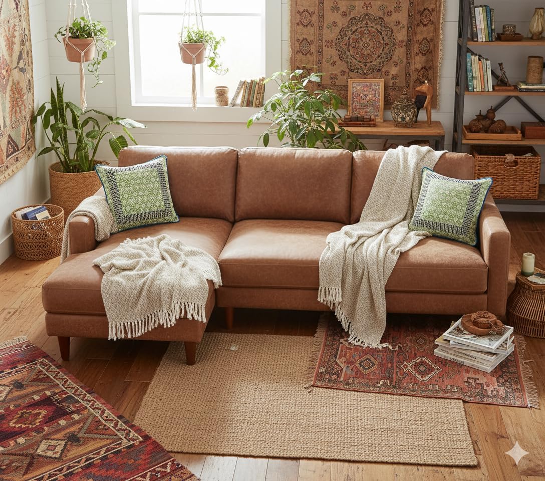 Tache Cotton Patchwork Country Cottage Geometric Blue Green Bohemian Ocean 18x18 Quilted Throw Pillow Cover 2-Pieces