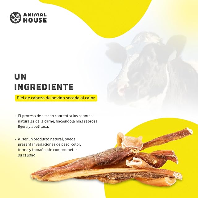 Foto 6 de 6 de Animal House - Piel de Cabeza de Ternera para Perros, 30 cm, Snack Natural Barf, Premio Masticable Rico…