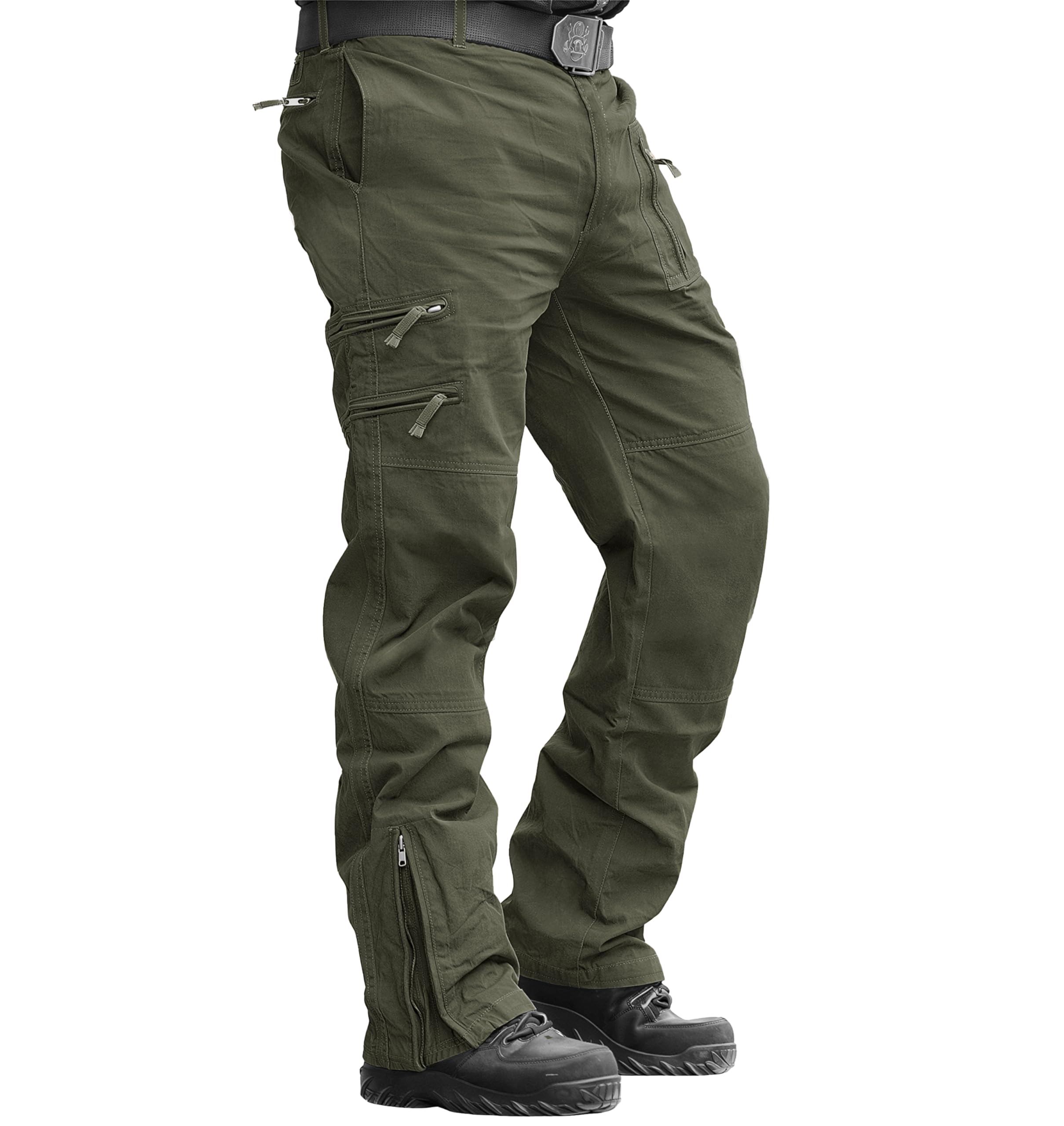 MAGCOMSEN Men's Zip Off Cargo Trousers Work Wear Combat Outdoor Tactical Military Pants,Army Green,34