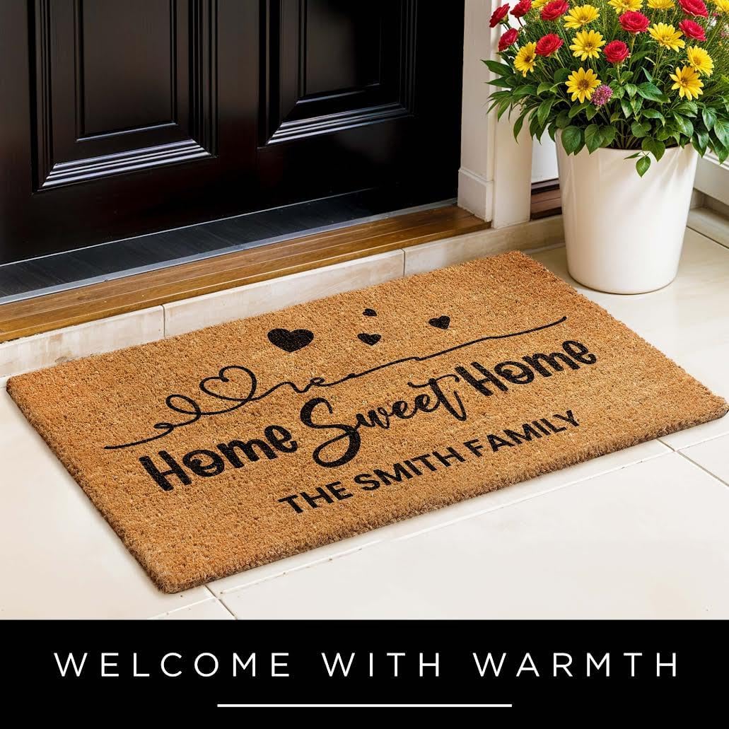 My Sign Center Door Mat, Personalized Doormat, Custom Welcome for Front Door, Indoor/Outdoor Coir, Housewarming Gift, Heavy Duty Slip Resistant Backing, Made in The USA