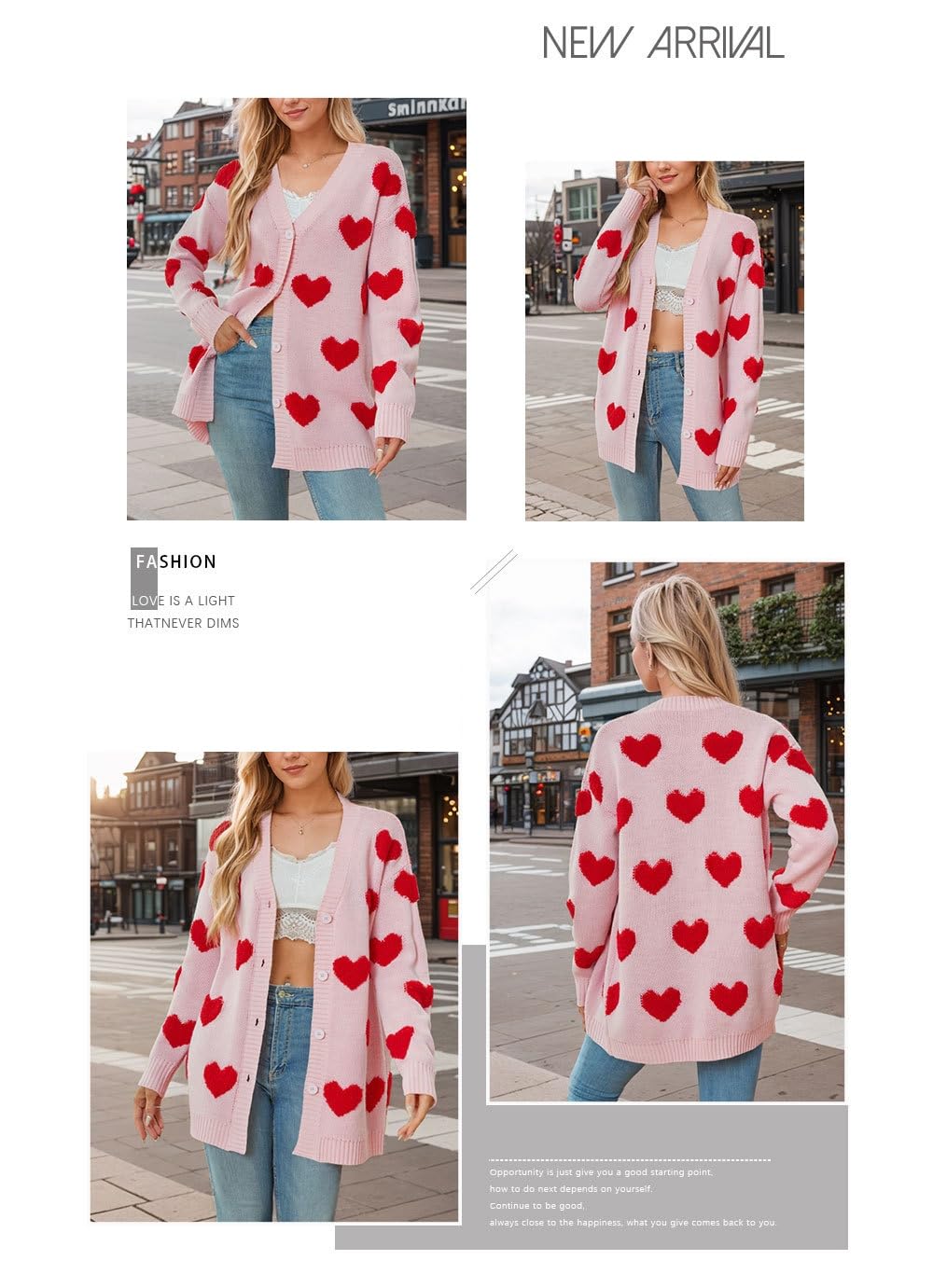 Chaqueta Punto Mujer Cárdigan De Corazón para Mujer Jersey De Punto De Manga Larga con Cuello En V para Mujer Cárdigan Festivo De Largo Medio con Botones Abiertos En La Parte Delantera para Mujer