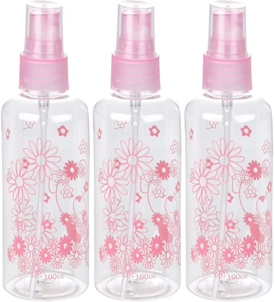 HOUSE HATCH 100ml Empty Cute Reusable Refillable Fine Mist Sprayer Spray Bottle with Ultra-Fine Mist Pump for Travel, Outdoors, Beauty Purposes (Random Colour) Pack of (3)-image-4